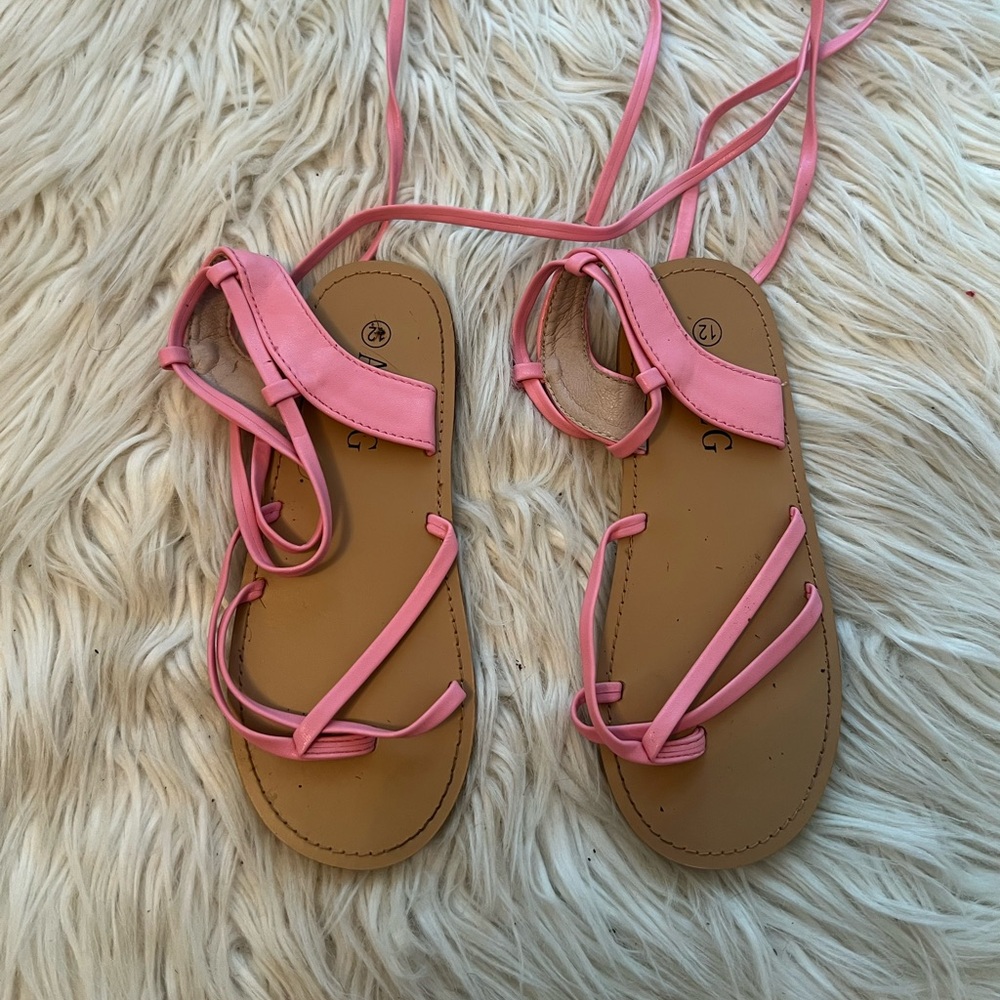 Girls Pink Strappy Sandals